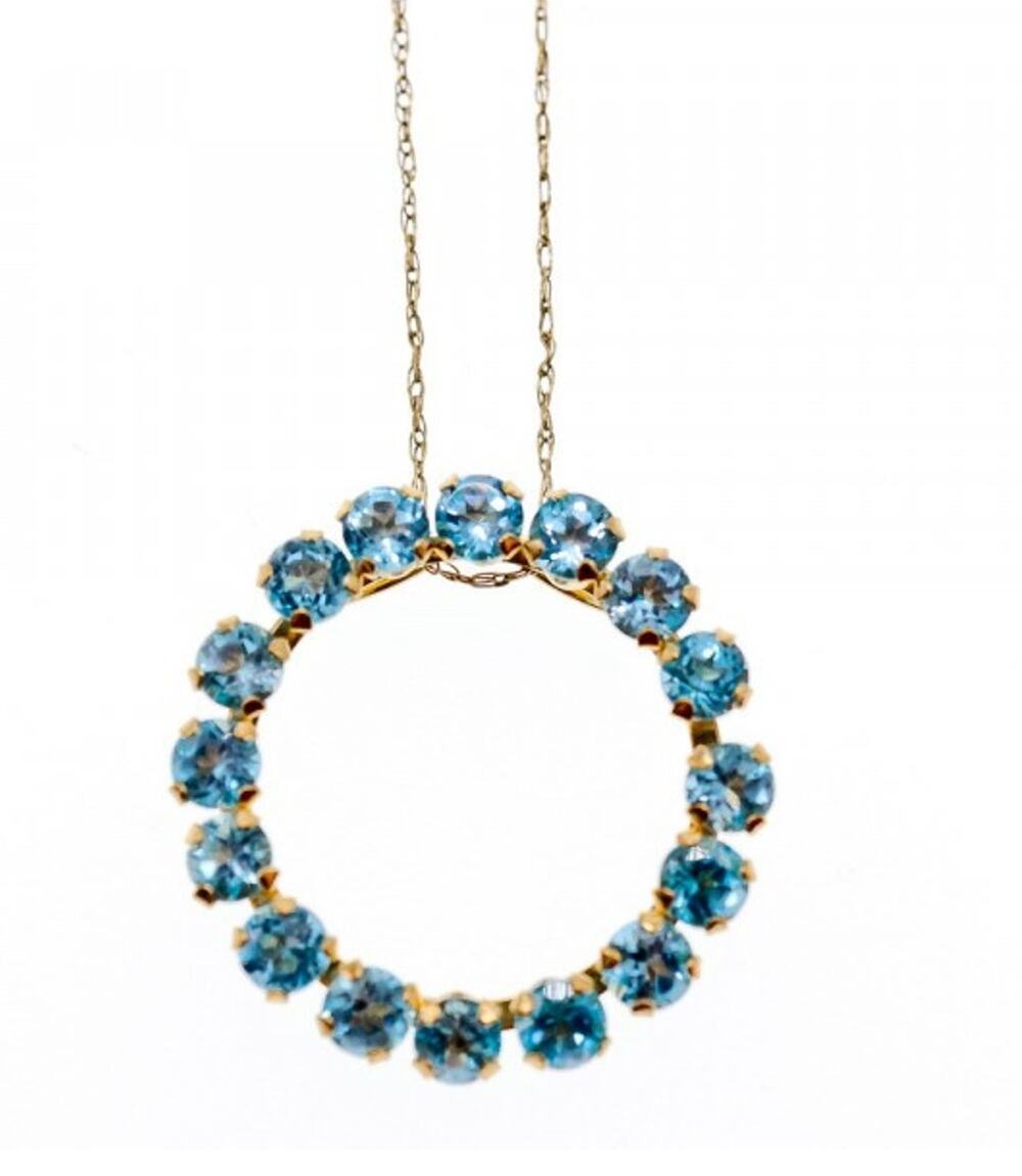 10K Yellow Gold Topaz Chain With Pendant